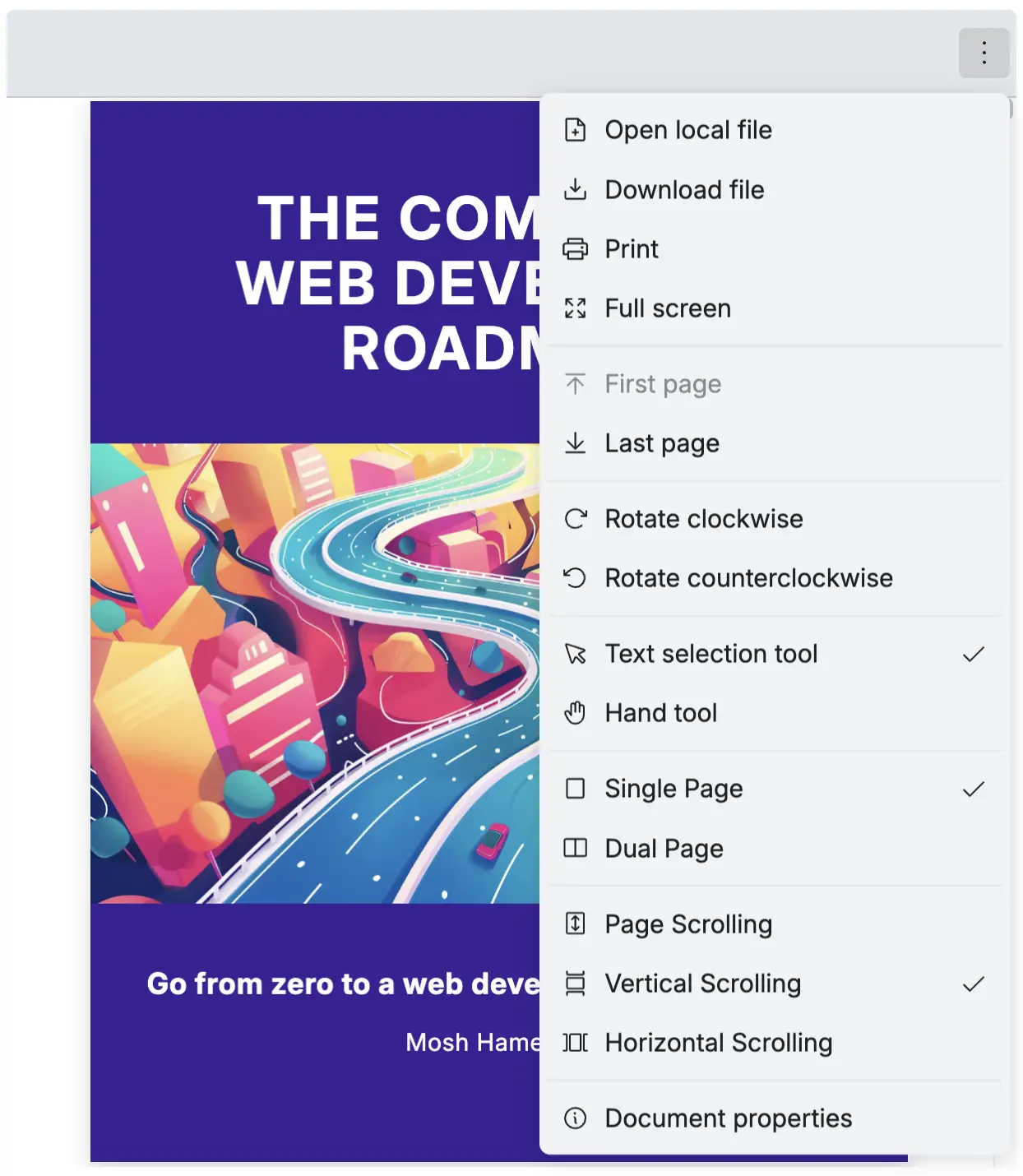 An image of how React PDF displays with default mobile view behavior when the PDF viewer is displayed in mobile view