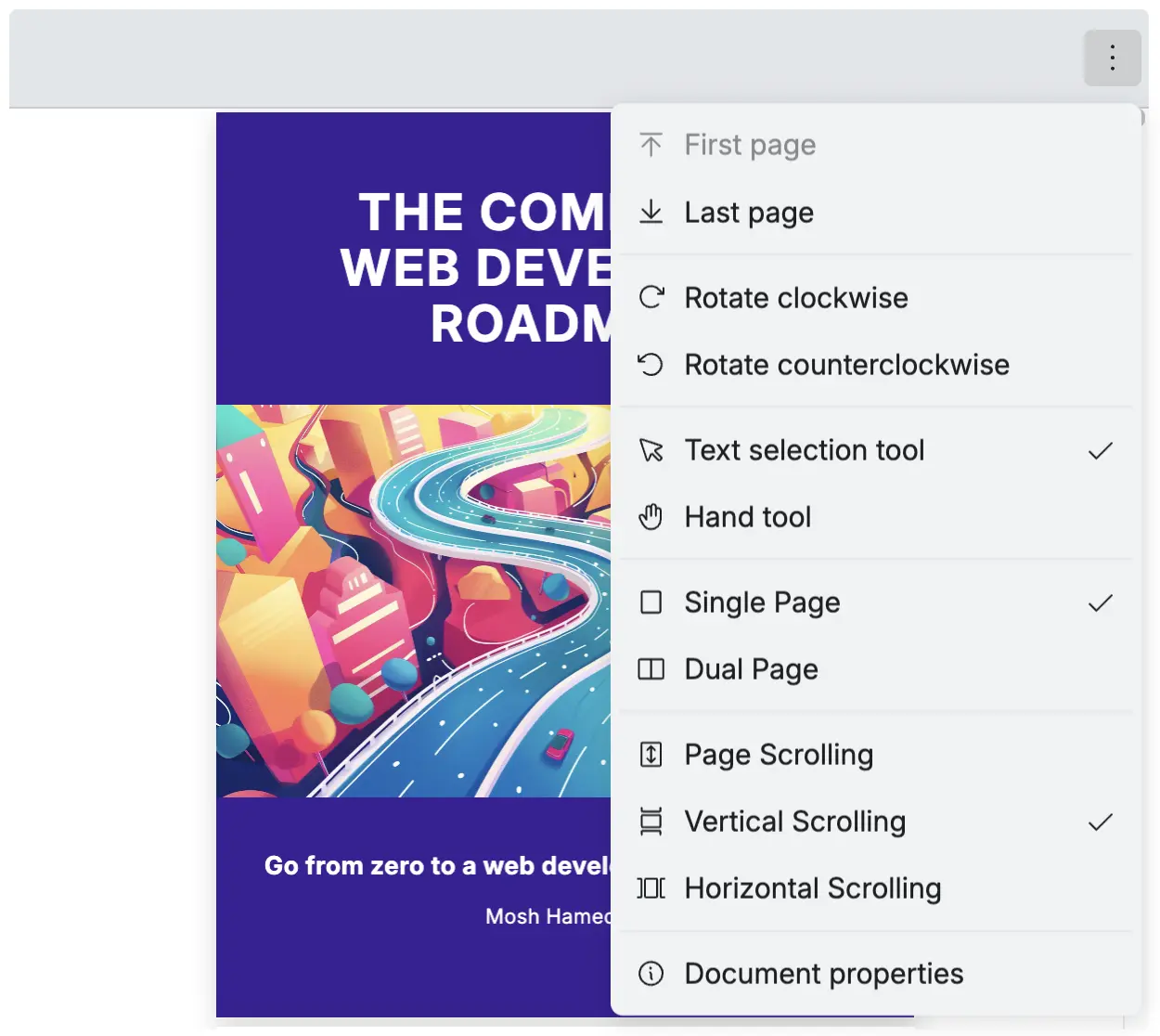 An image of how React PDF displays with prevent mobile view behavior when the PDF viewer is displayed in mobile view