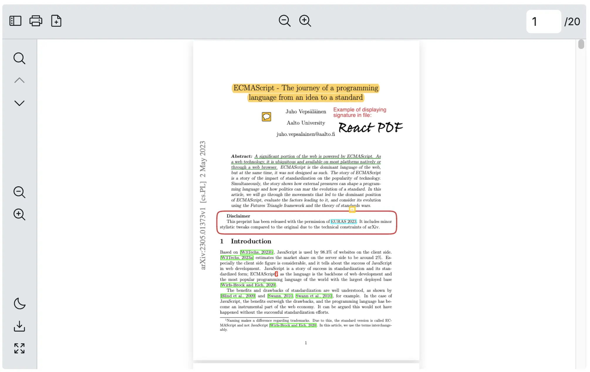 React PDF Viewer for Toolbar - Customize RPV